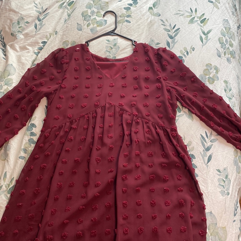 Maroon long sleeve shirt dress